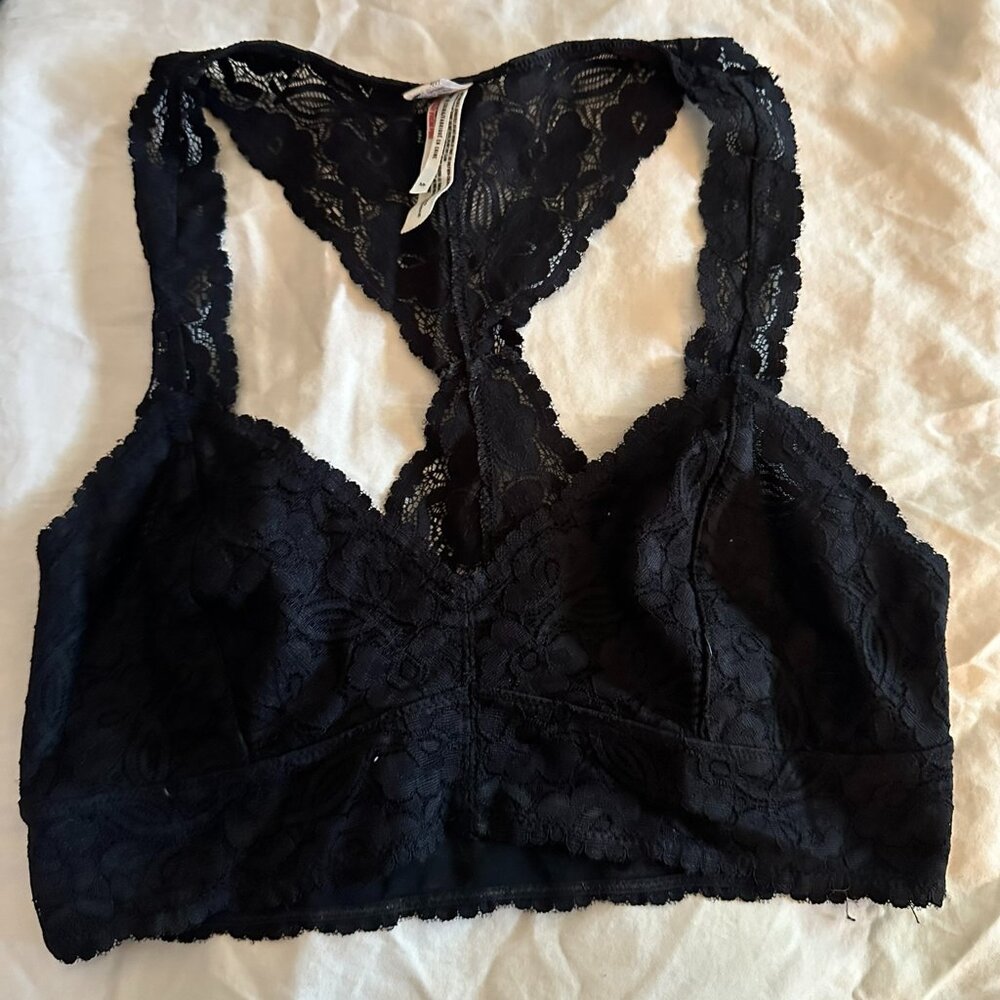 Free People | Galloon Lace Racerback Bra | Black